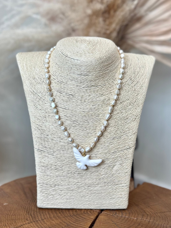 Кольє з річкових перлин Горлиця | KI1604