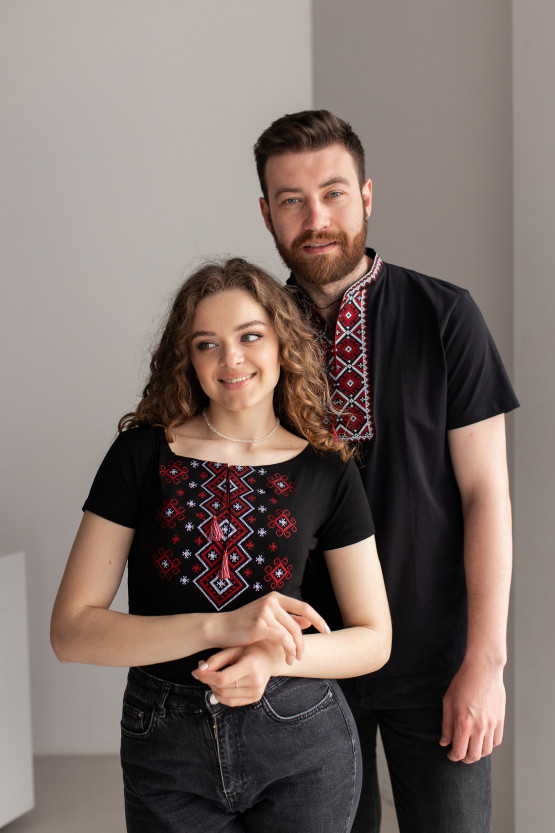 Футболки вишиванки для пари Карпатський орнамент | mf150/jf0611