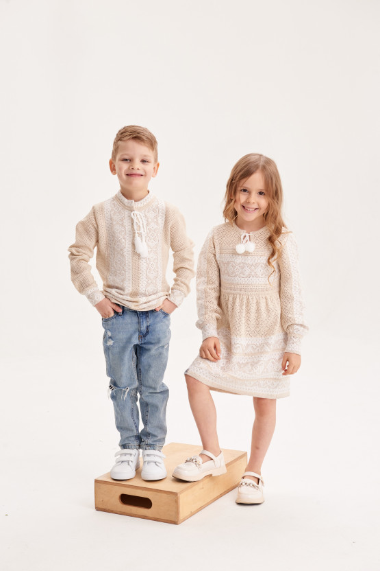 Дитячий комплект в'язаних вишиванок Сяйво | vl1007/vl1006