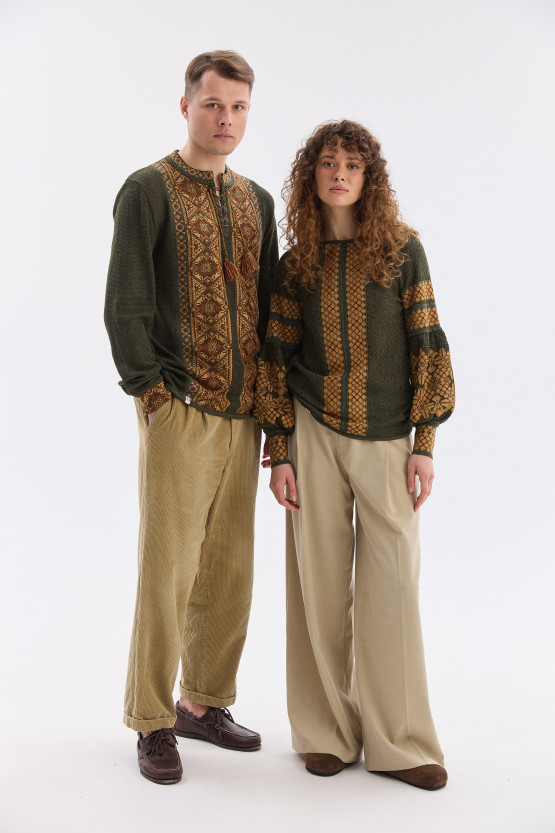 Парні в'язані вишиванки Золотаві | vl850/vl827