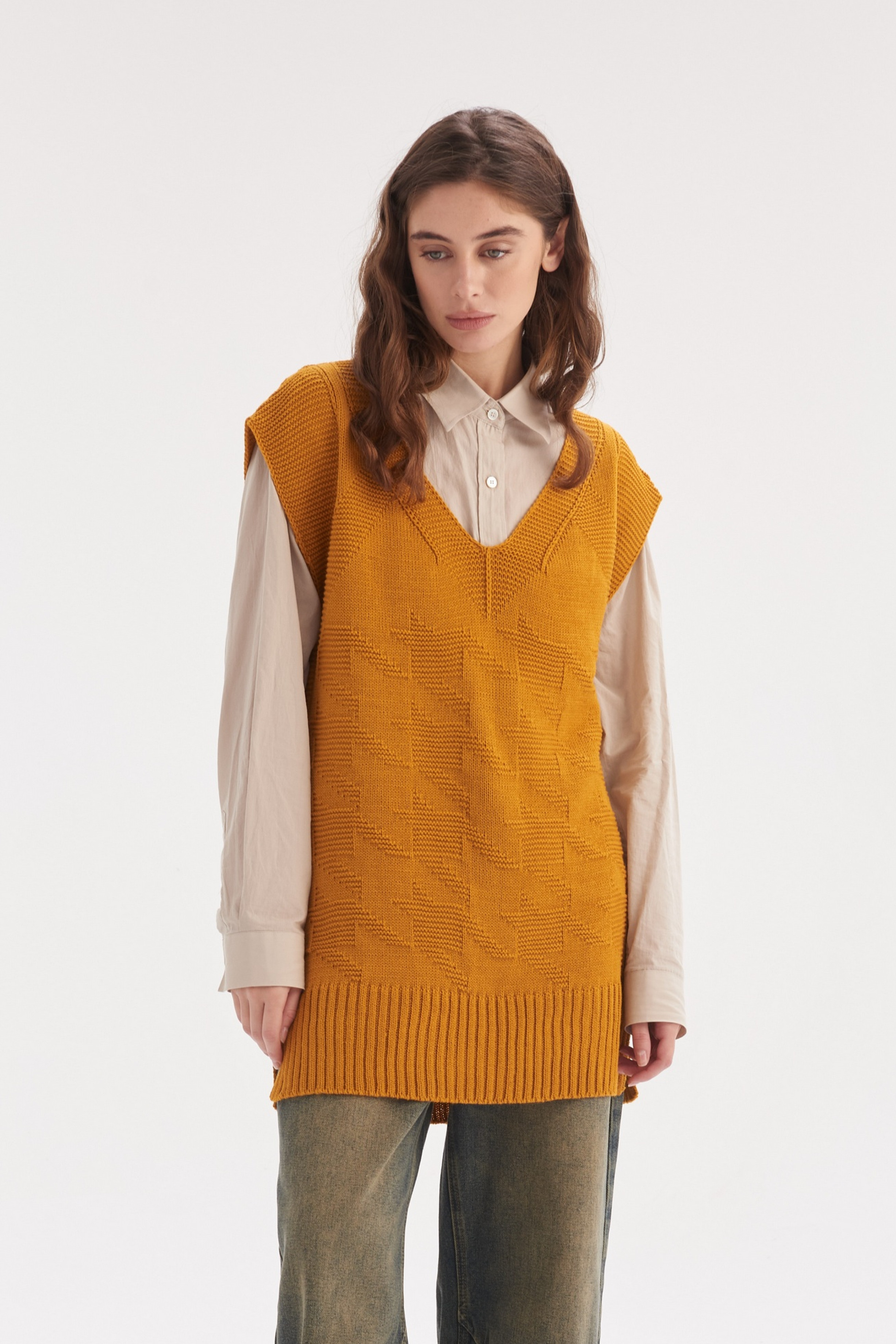 В'язаний жилет-туніка Гусячі лапки