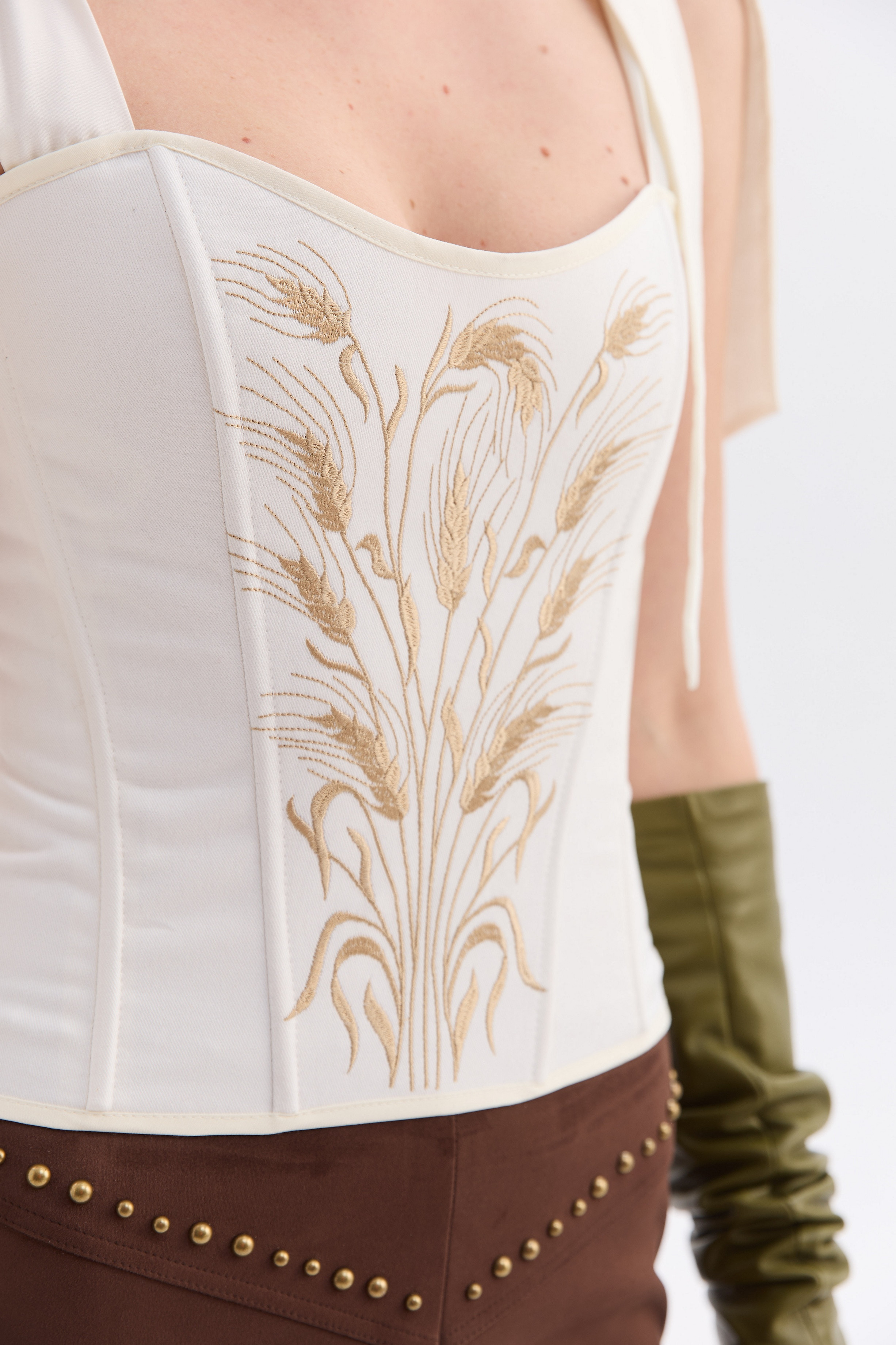 Вишитий жіночий топ зі шнурівкою Збіжжя