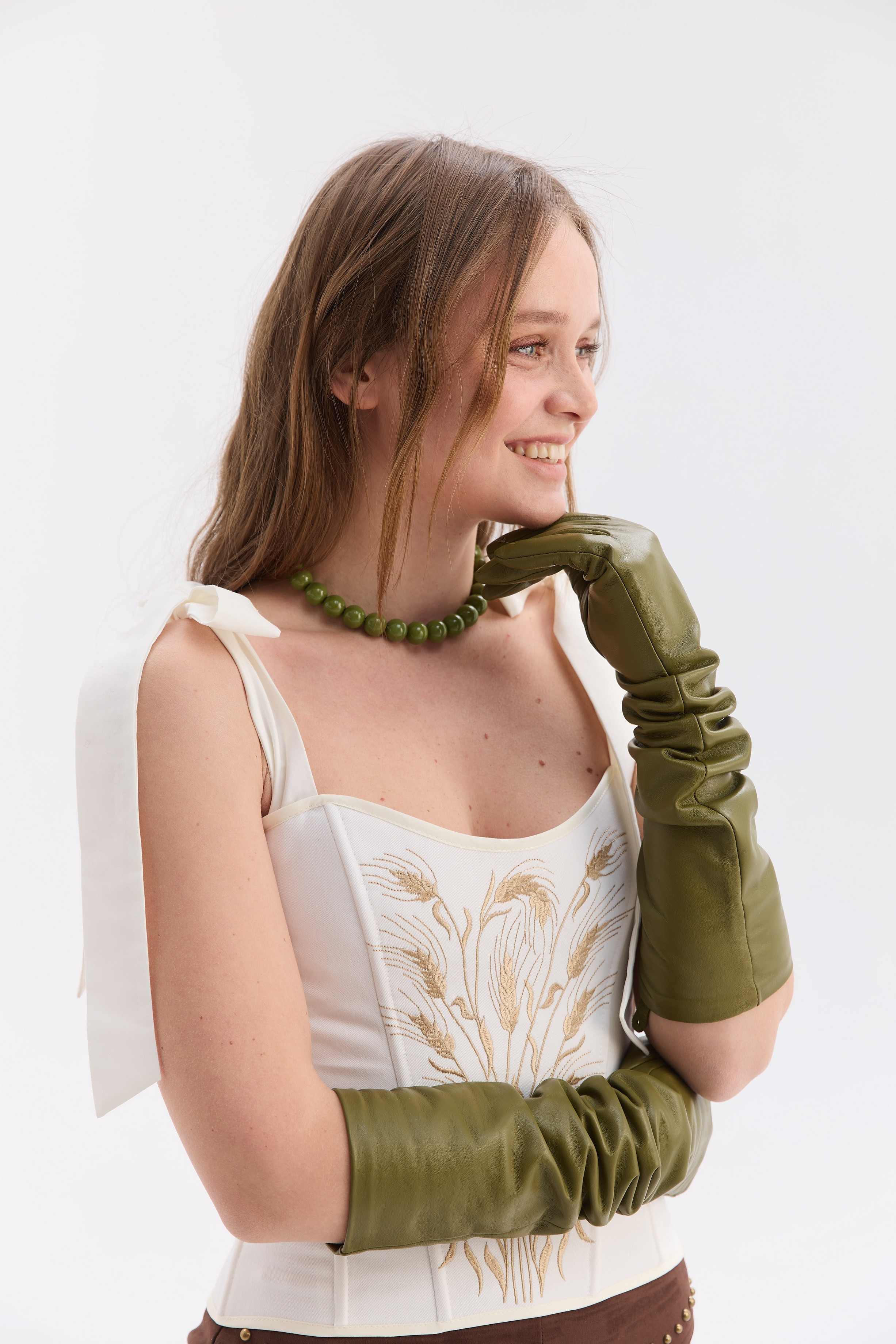 Вишитий жіночий топ зі шнурівкою Збіжжя